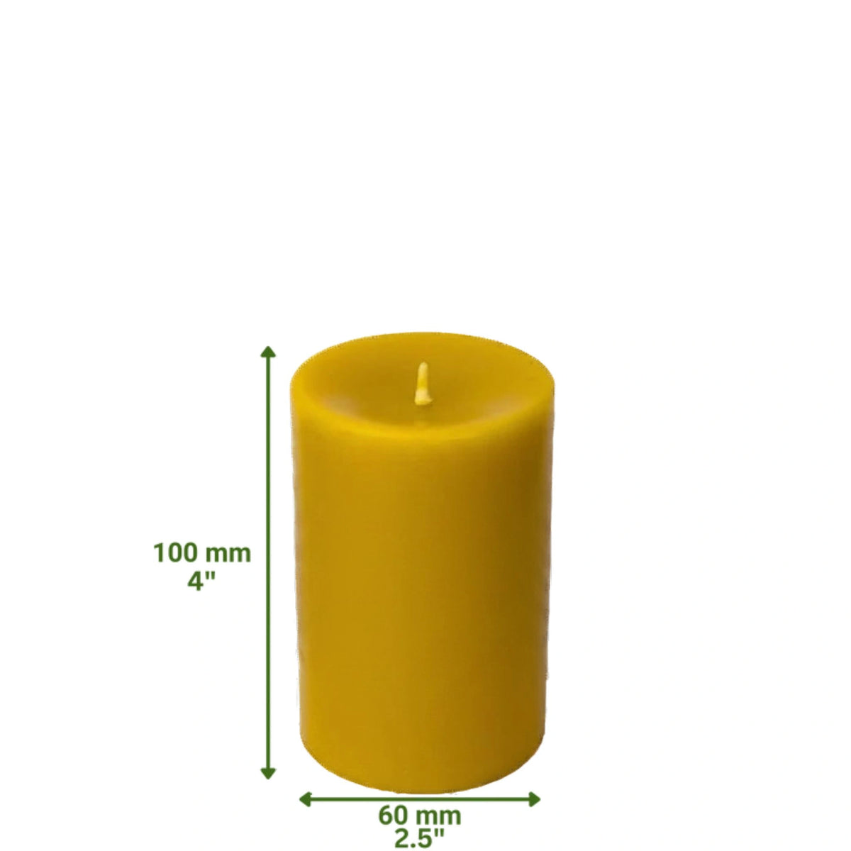 Eco-friendly homeware retail display featuring 100% natural, hand-poured beeswax pillar candles in branded bands.