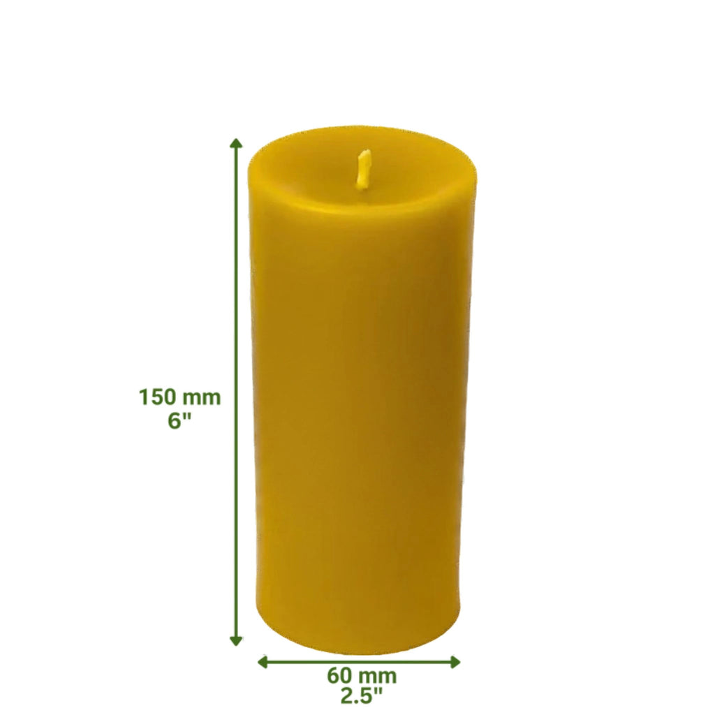 Unlabelled naked beeswax pillar candles supplied without packaging for private label stockists and eco-shops.