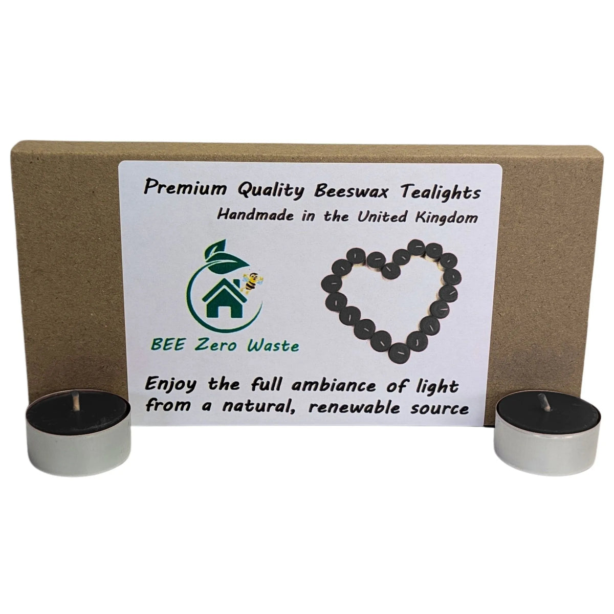 Hand-poured naked beeswax tealights arranged for bulk B2B ordering from our Leicester workshop