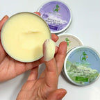 Eco-boutique inventory featuring stackable aluminum tins of natural beeswax body butter.