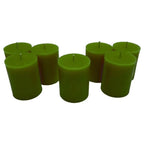 Unlabelled pure beeswax votives available in bulk for sustainable home fragrance and zero-waste refill shops.