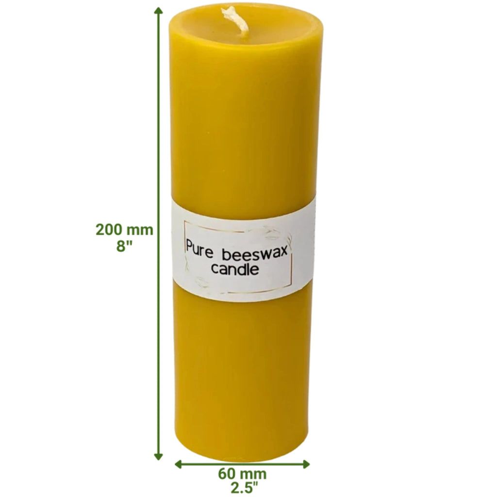 Boutique-ready pure beeswax pillar candles available in bulk for sustainable home fragrance stockists.