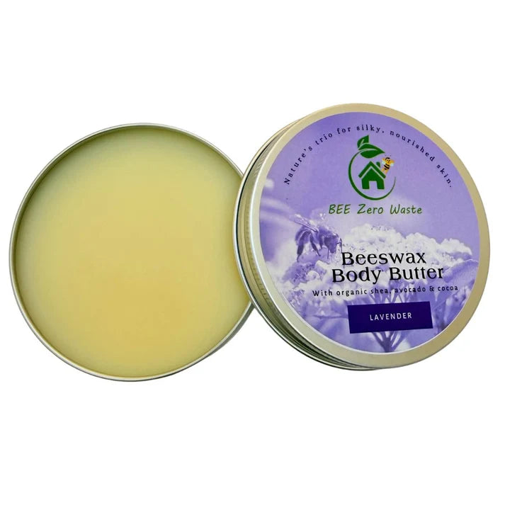 Wholesale waterless beeswax body butter packed in recyclable aluminum tins for B2B retail supply.