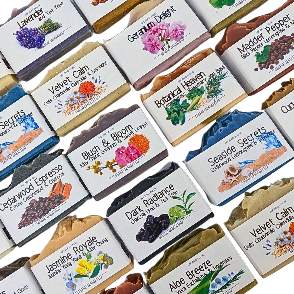 Wholesale artisan cold-process soap bars arranged for B2B retail supply in the UK.
