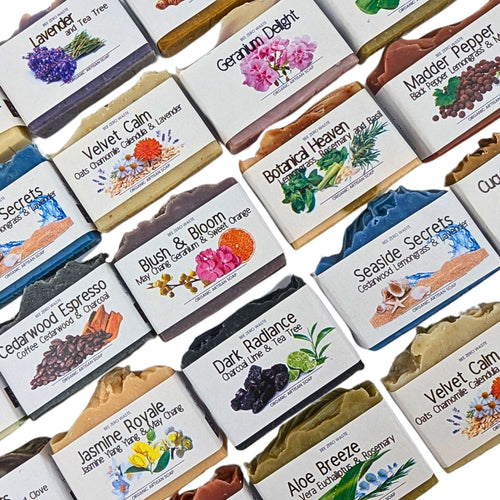 Wholesale artisan cold-process soap bars arranged for B2B retail supply in the UK.