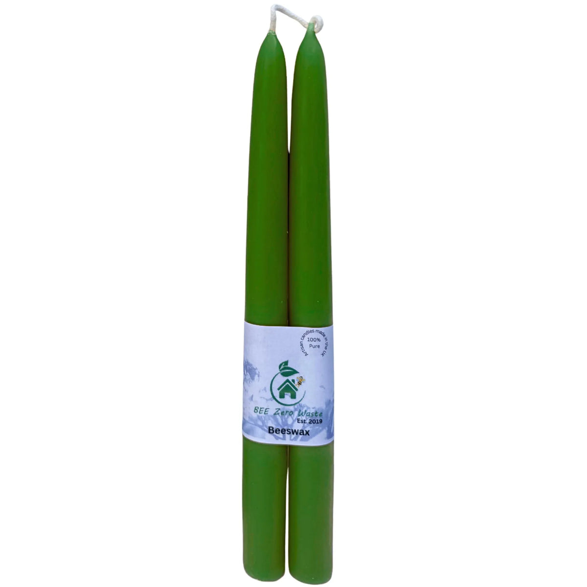 Pure, non-toxic beeswax taper candles that purify the air while burning cleanly in a cosy living room.