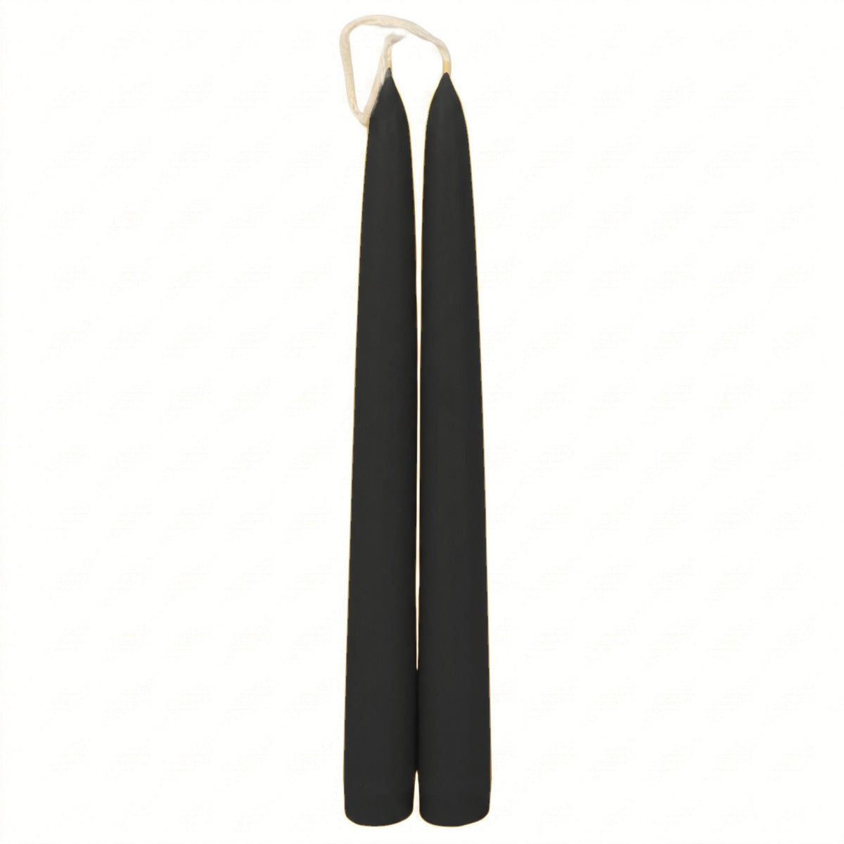 A set of smooth taper candles showcasing the rich, natural black colour of unrefined beeswax.