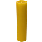 Zero-waste shop inventory showing naked natural beeswax pillar candles merchandised completely plastic-free.