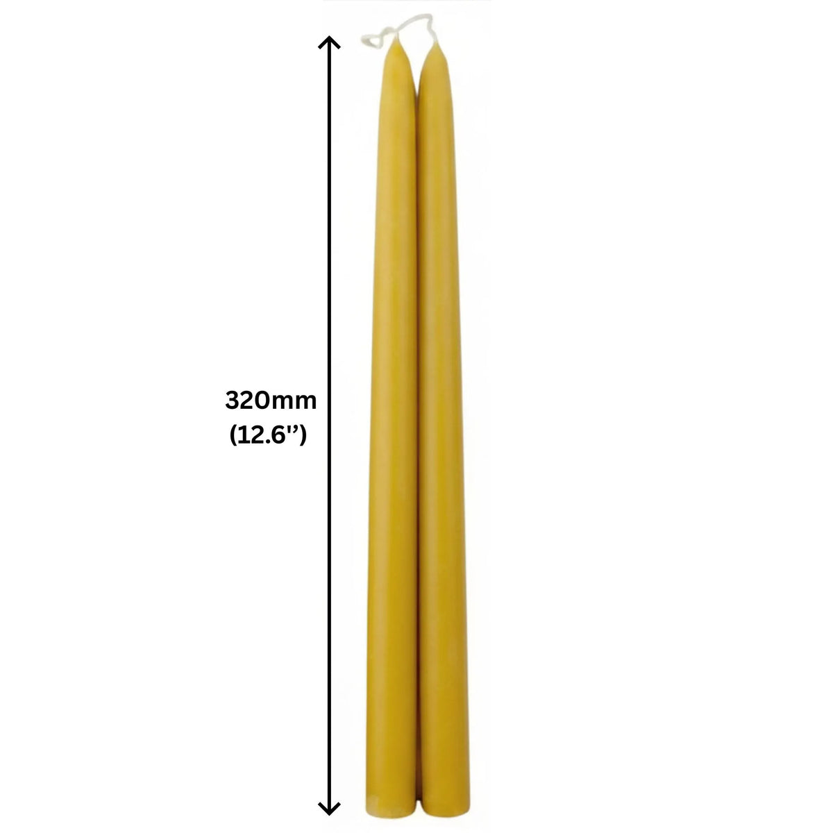 Hand-poured 12.6 inch pure beeswax tall dining candles manufactured in the UK for boutique hospitality venues.