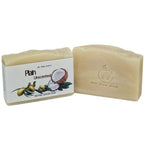 Palm-oil-free cold-process soap bars stacked for sustainable retail stockists.