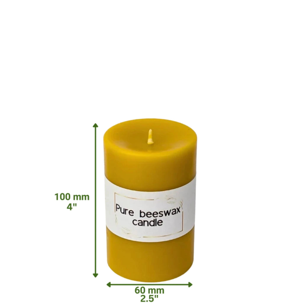 Bulk trade supply of natural yellow beeswax pillars for independent boutiques and event stylists.