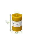 Bulk trade supply of natural yellow beeswax pillars for independent boutiques and event stylists.