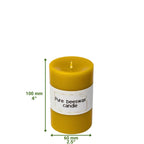 Bulk trade supply of natural yellow beeswax pillars for independent boutiques and event stylists.